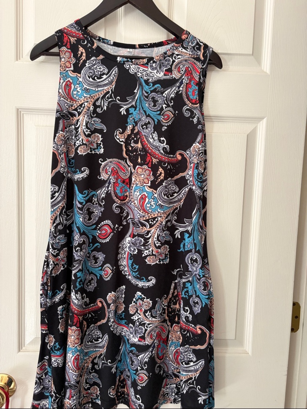 Women’s Paisley Swing Skirt - Black with Red & Teal Accents